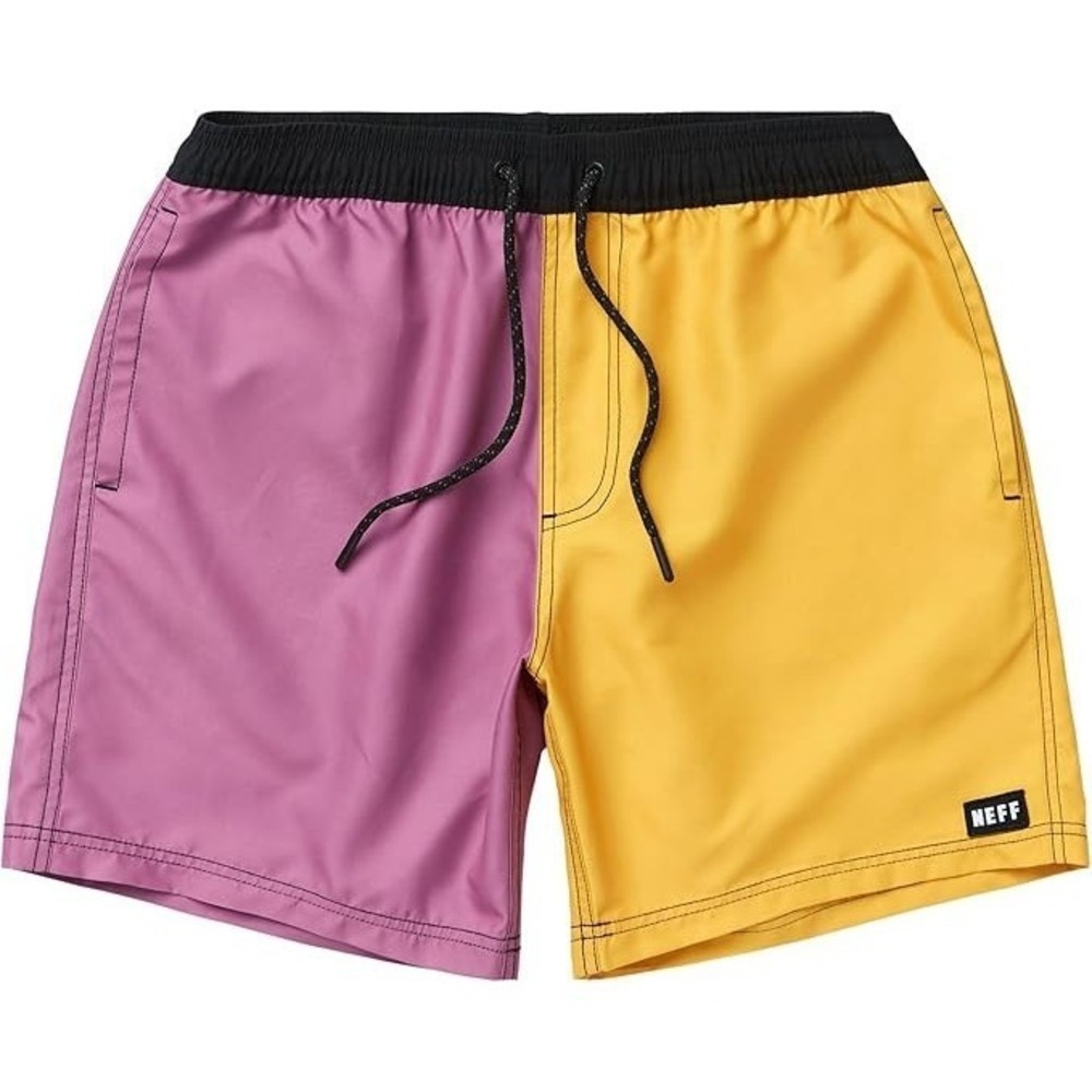 Neff Men's Block Color Hottub Board Swim Shorts 4XL Pink/Yellow Cotton USA Made